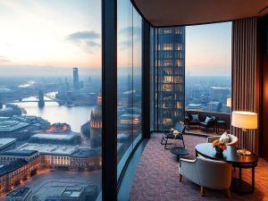 Dans une tour de verre au bord de la Tamise, ce nouvel hôtel de luxe offre l’une des plus belles vues panoramiques de Londres